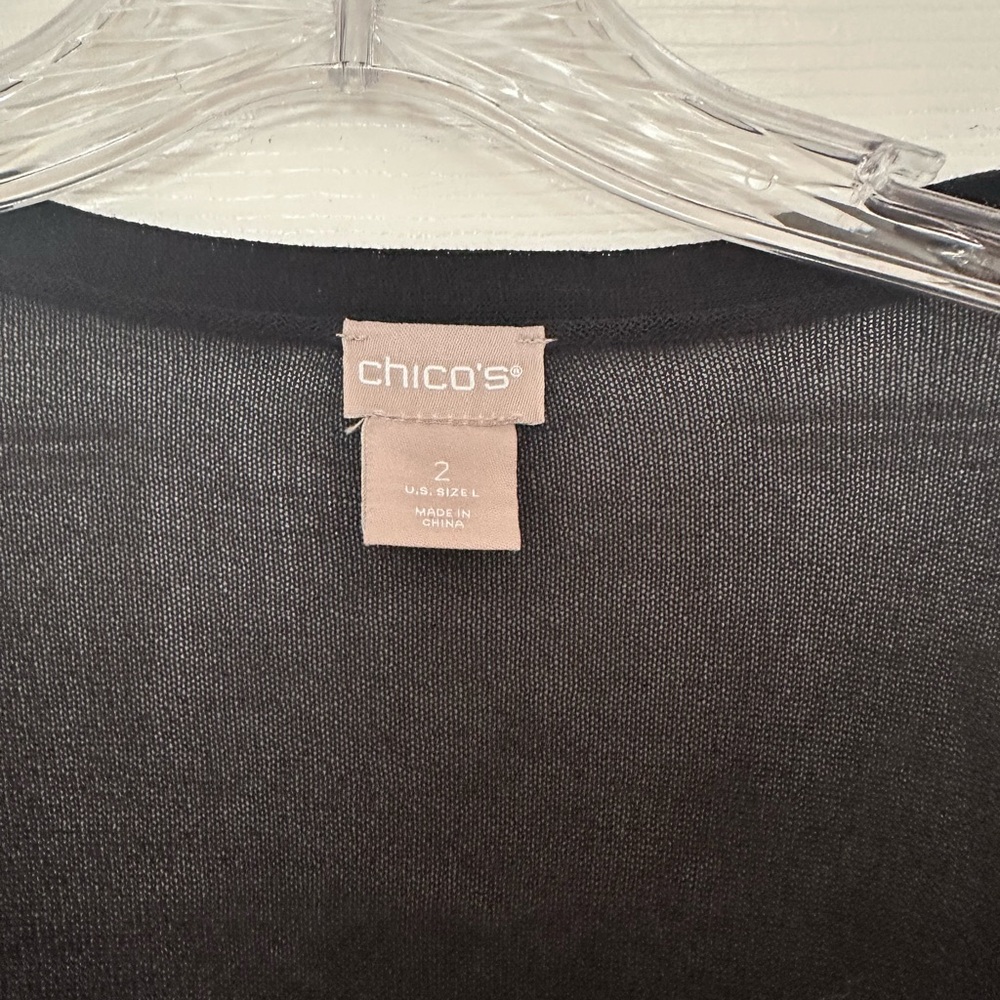 Chico's Black Ruched Sleeve Cardigan CLEARANCE - Picture 2 of 8